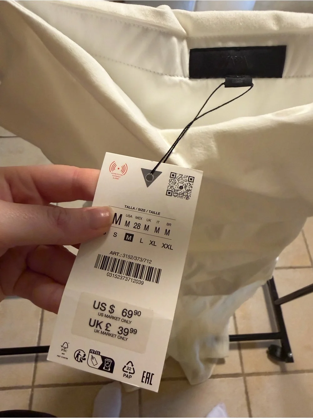 Zara Strapless White and Cream Midi Dress New with Tags - Picture 7 of 8